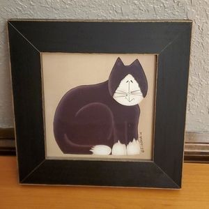 Cat wooden wall art